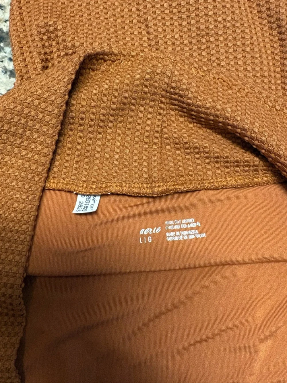 Aerie Waffle Knit High Cut Cheeky Bathing Suit Women’s Size L - Picture 5 of 5